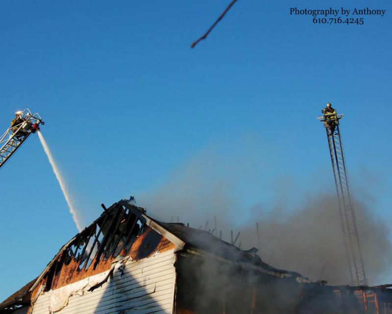 Ladder 77 & Ladder 54 in service with their master streams 